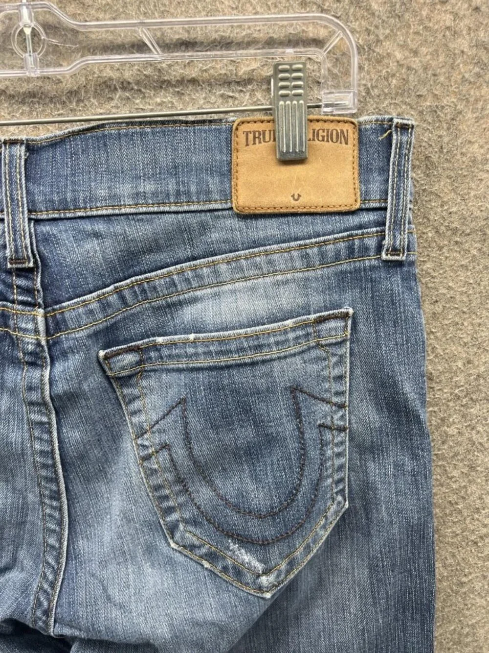 True Religion Geno Relaxed Slim Jeans Mens 32 Blue Stretch Denim Distressed